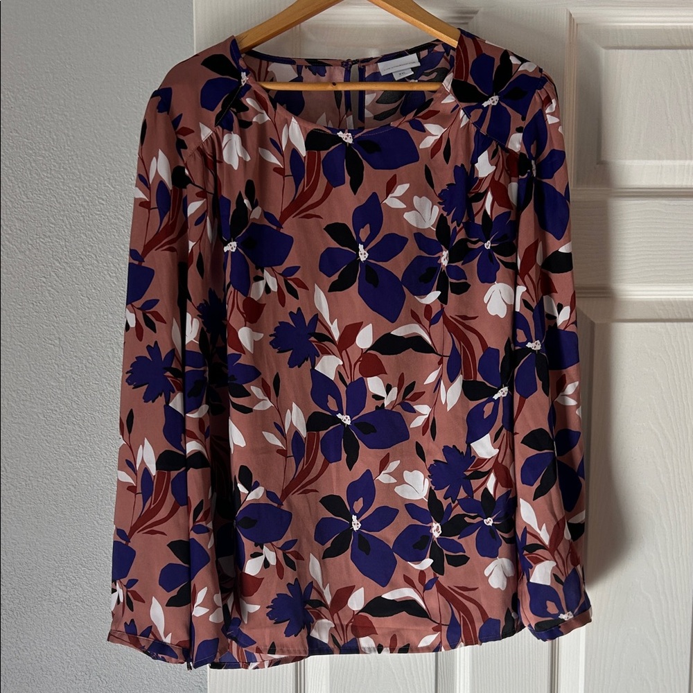 Liz Claiborne Floral Blouse in Blue and Pink